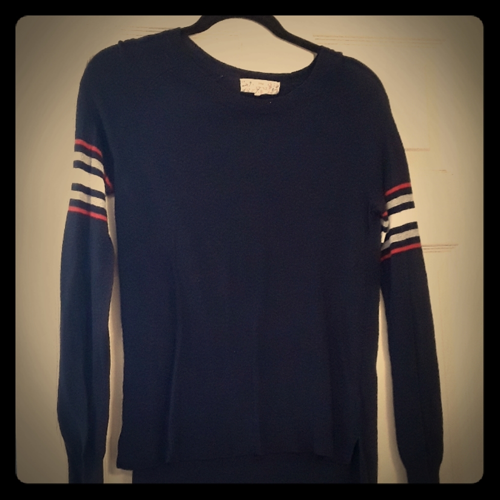 Pink Republic Navy Red Silver Sleeve Sweater M